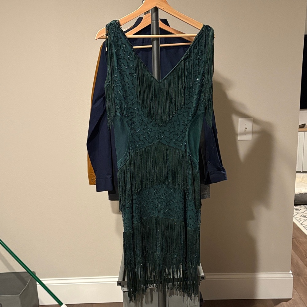 Elegant 1920’s Green Fringe Dress